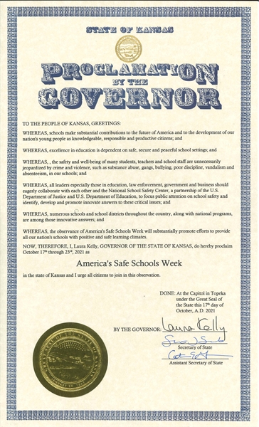 Oct. 17-23 proclaimed America’s Safe Schools Week